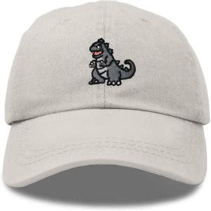 imageDALIX Giant Lizard Kaiju Embroidered Cotton Dad Hat Baseball Cap Adjustable Glow in The Dark MensWashed Stone White