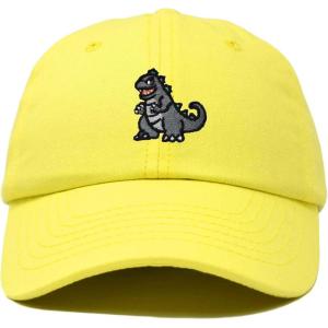 imageDALIX Giant Lizard Kaiju Embroidered Cotton Dad Hat Baseball Cap Adjustable Glow in The Dark MensYellow