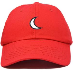imageDALIX Waning Crescent Moon Hat Mens Womens Astrology Baseball CapRed