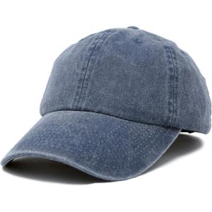 imageMens Vintage Pigment Dyed Washed Cotton Cap Adjustable HatHeavy Washed Navy Blue