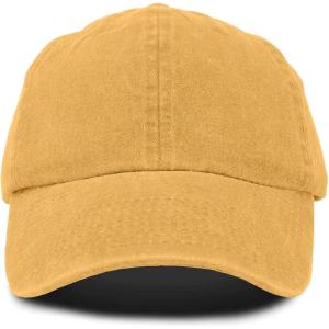 imageMens Vintage Pigment Dyed Washed Cotton Cap Adjustable HatWashed Gold