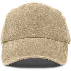 imageMens Vintage Pigment Dyed Washed Cotton Cap Adjustable HatWashed Stone White