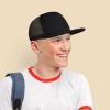 imageDALIX Flat Billed Trucker Hat Mesh Back S M L Adjustable Cap Solid Two Toned SnapbackBlack