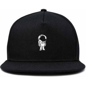 imageDALIX Astronaut Spaceman Embroidered Snapback Flat Billed HatBlack