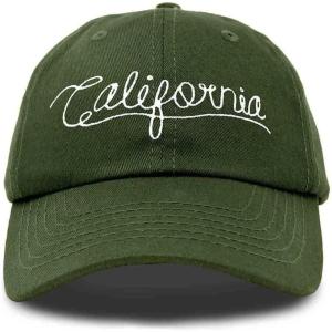 imageDALIX California Embroidered Dad Cap Cotton Baseball Hat Men WomenOlive