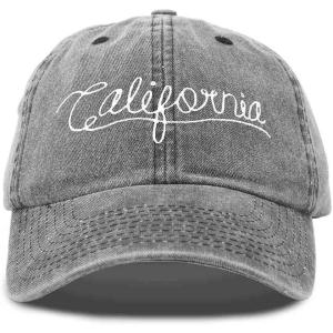 imageDALIX California Embroidered Dad Cap Cotton Baseball Hat Men WomenWashed Black