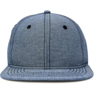 imageDALIX Premium Flat Bill Baseball Cap Structured Hat Snap Back ChambrayNavy Blue