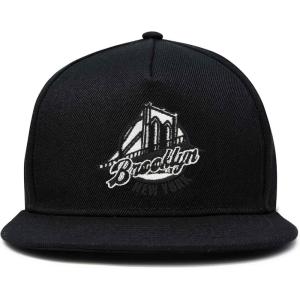 imageDALIX Retro Brooklyn Hat Flat Bill Snapback Embroidered Baseball CapBlack