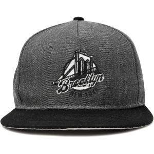 imageDALIX Retro Brooklyn Hat Flat Bill Snapback Embroidered Baseball CapBlack Dark Gray