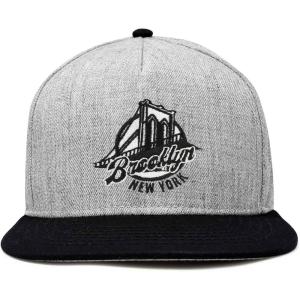 imageDALIX Retro Brooklyn Hat Flat Bill Snapback Embroidered Baseball CapBlack Light Gray