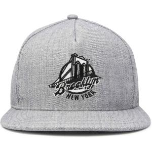 imageDALIX Retro Brooklyn Hat Flat Bill Snapback Embroidered Baseball CapLight Gray