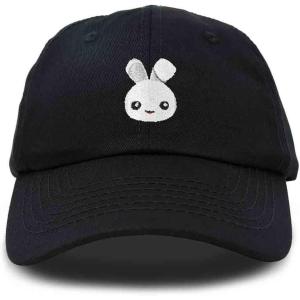 imageDALIX Bunny Embroidered Dad Cap Cotton Baseball Hat WomenBlack
