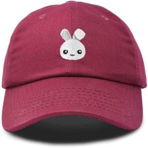 imageDALIX Bunny Embroidered Dad Cap Cotton Baseball Hat WomenMaroon