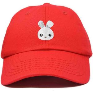 imageDALIX Bunny Embroidered Dad Cap Cotton Baseball Hat WomenRed