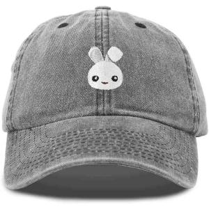 imageDALIX Bunny Embroidered Dad Cap Cotton Baseball Hat WomenWashed Black