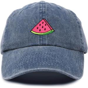 imageDALIX Fruit Lovers Watermelon Hat Womens Embroidered Baseball CapWashed Navy Blue