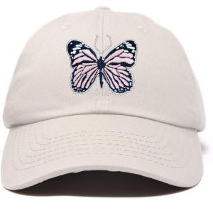 imageDALIX Pink Butterfly Hat Cute Womens Gift Embroidered Girls CapBeige