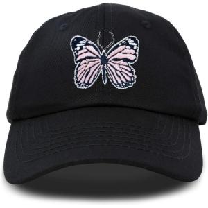 imageDALIX Pink Butterfly Hat Cute Womens Gift Embroidered Girls CapBlack