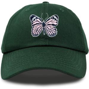 imageDALIX Pink Butterfly Hat Cute Womens Gift Embroidered Girls CapDark Green