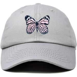 imageDALIX Pink Butterfly Hat Cute Womens Gift Embroidered Girls CapGray