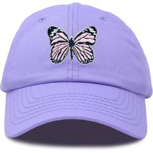 imageDALIX Pink Butterfly Hat Cute Womens Gift Embroidered Girls CapLavender