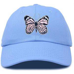 imageDALIX Pink Butterfly Hat Cute Womens Gift Embroidered Girls CapLight Blue