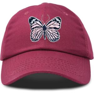 imageDALIX Pink Butterfly Hat Cute Womens Gift Embroidered Girls CapMaroon