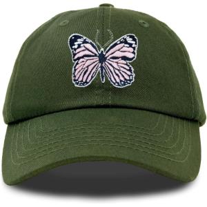 imageDALIX Pink Butterfly Hat Cute Womens Gift Embroidered Girls CapOlive