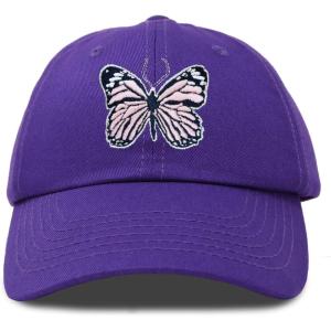 imageDALIX Pink Butterfly Hat Cute Womens Gift Embroidered Girls CapPurple