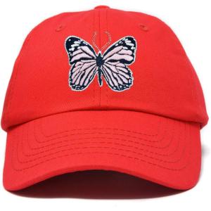 imageDALIX Pink Butterfly Hat Cute Womens Gift Embroidered Girls CapRed