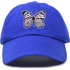 imageDALIX Pink Butterfly Hat Cute Womens Gift Embroidered Girls CapRoyal Blue