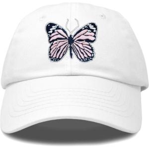 imageDALIX Pink Butterfly Hat Cute Womens Gift Embroidered Girls CapWhite