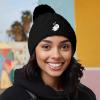 imageDALIX Heartly Ghost Cable Knit Pom Beanie Soft Stretch Skully Warm Fuzzy Faux Sherpa Winter Ski BeanieBlack