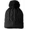 imageDALIX Heartly Ghost Cable Knit Pom Beanie Soft Stretch Skully Warm Fuzzy Faux Sherpa Winter Ski BeanieBlack