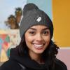 imageDALIX Heartly Ghost Cable Knit Pom Beanie Soft Stretch Skully Warm Fuzzy Faux Sherpa Winter Ski BeanieCharcoal Gray