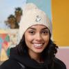 imageDALIX Heartly Ghost Cable Knit Pom Beanie Soft Stretch Skully Warm Fuzzy Faux Sherpa Winter Ski BeanieCream White
