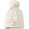 imageDALIX Heartly Ghost Cable Knit Pom Beanie Soft Stretch Skully Warm Fuzzy Faux Sherpa Winter Ski BeanieCream White