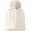 imageDALIX Heartly Ghost Cable Knit Pom Beanie Soft Stretch Skully Warm Fuzzy Faux Sherpa Winter Ski BeanieCream White
