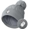 imageDALIX Heartly Ghost Cable Knit Pom Beanie Soft Stretch Skully Warm Fuzzy Faux Sherpa Winter Ski BeanieGray