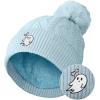 imageDALIX Heartly Ghost Cable Knit Pom Beanie Soft Stretch Skully Warm Fuzzy Faux Sherpa Winter Ski BeanieLight Blue