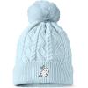 imageDALIX Heartly Ghost Cable Knit Pom Beanie Soft Stretch Skully Warm Fuzzy Faux Sherpa Winter Ski BeanieLight Blue