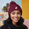 imageDALIX Heartly Ghost Cable Knit Pom Beanie Soft Stretch Skully Warm Fuzzy Faux Sherpa Winter Ski BeanieMaroon