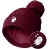 imageDALIX Heartly Ghost Cable Knit Pom Beanie Soft Stretch Skully Warm Fuzzy Faux Sherpa Winter Ski BeanieMaroon