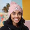 imageDALIX Heartly Ghost Cable Knit Pom Beanie Soft Stretch Skully Warm Fuzzy Faux Sherpa Winter Ski BeanieMauve