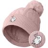imageDALIX Heartly Ghost Cable Knit Pom Beanie Soft Stretch Skully Warm Fuzzy Faux Sherpa Winter Ski BeanieMauve