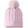 imageDALIX Heartly Ghost Cable Knit Pom Beanie Soft Stretch Skully Warm Fuzzy Faux Sherpa Winter Ski BeanieOrchid