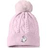 imageDALIX Heartly Ghost Cable Knit Pom Beanie Soft Stretch Skully Warm Fuzzy Faux Sherpa Winter Ski BeanieOrchid