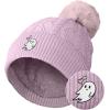 imageDALIX Heartly Ghost Cable Knit Pom Beanie Soft Stretch Skully Warm Fuzzy Faux Sherpa Winter Ski BeanieOrchid