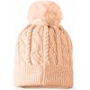 imageDALIX Heartly Ghost Cable Knit Pom Beanie Soft Stretch Skully Warm Fuzzy Faux Sherpa Winter Ski BeaniePeach