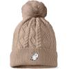 imageDALIX Heartly Ghost Cable Knit Pom Beanie Soft Stretch Skully Warm Fuzzy Faux Sherpa Winter Ski BeanieTan